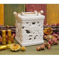 Аромалампа керамическая 'Колодец с розами' Белая