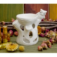 Аромалампа керамическая 'Сова на дереве' Белая