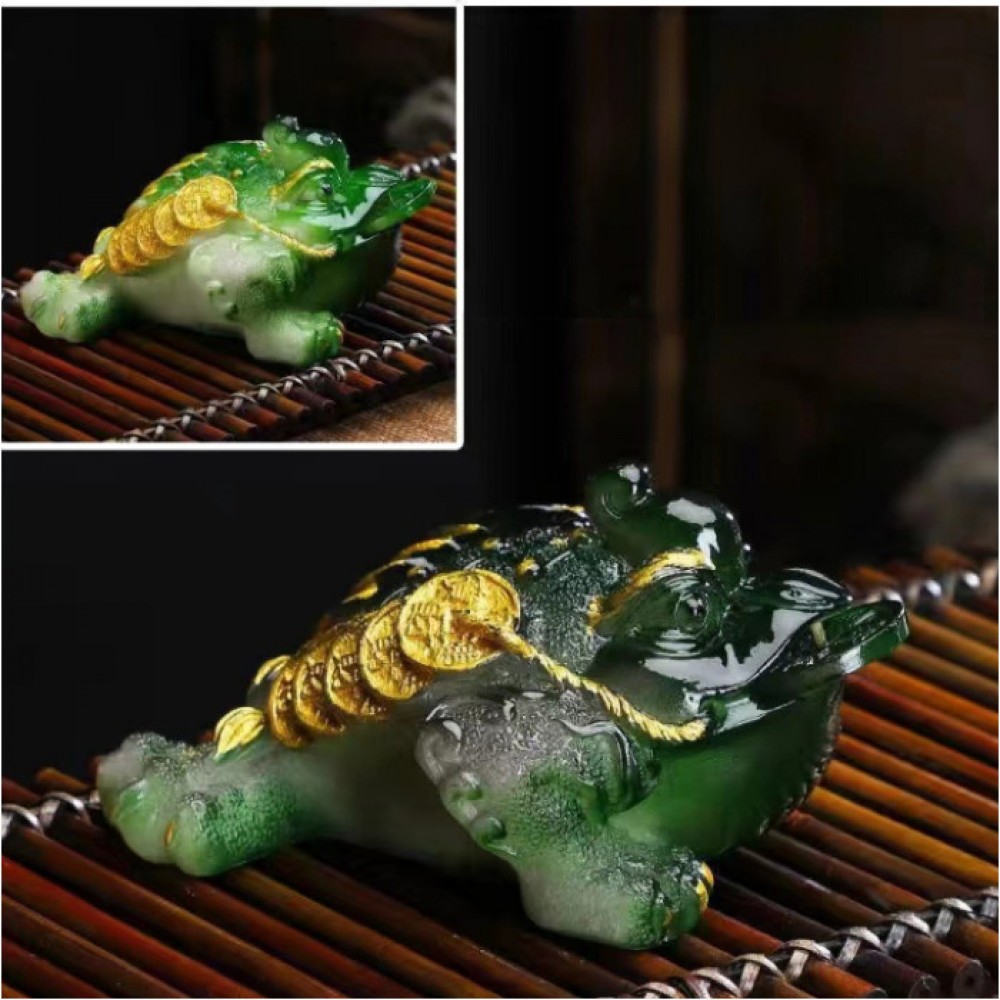 Чайная игрушка Жаба богатства Зелёная малая