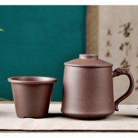 Чашка с ситом из исинской глины коричневая 420 мл.