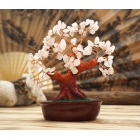 Дерево Счастья с камнями Розовый кварц 21 см