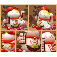 Счастливый кот Манэки Нэко "Счёты" фаянс