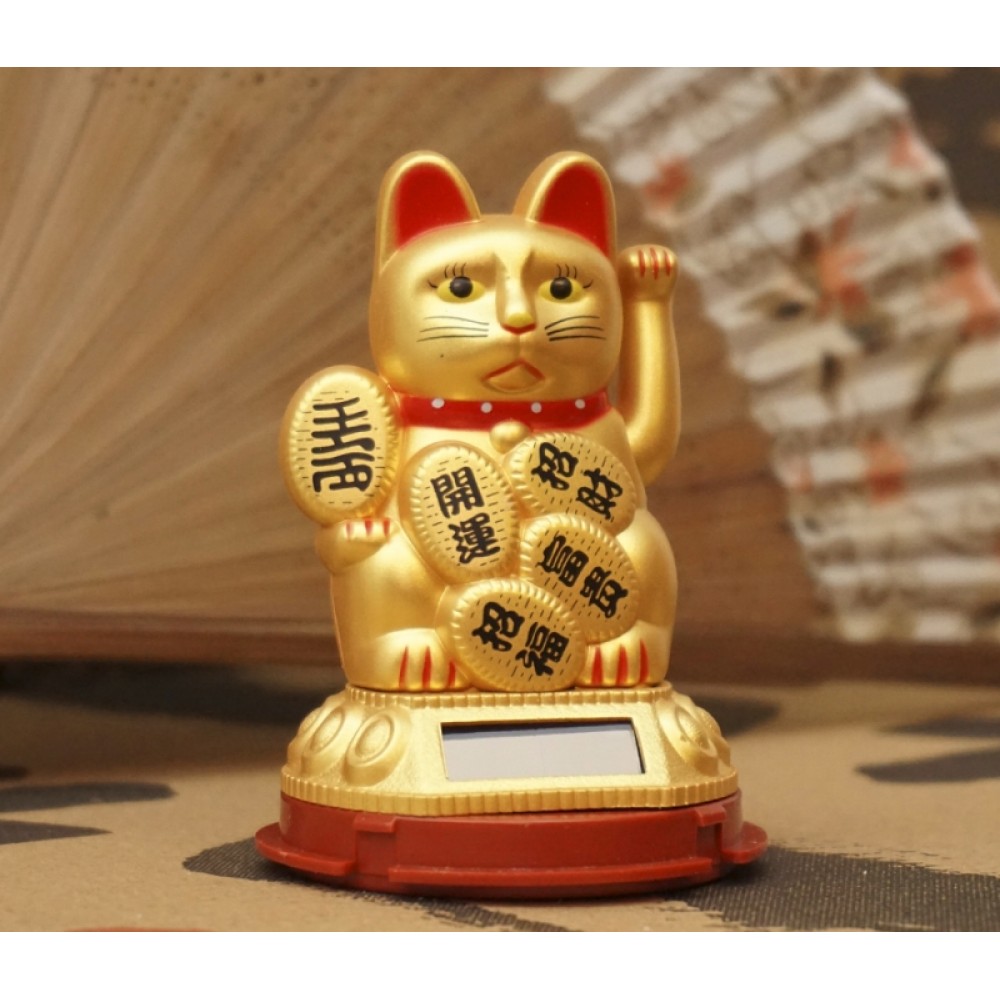 Счастливый кот на солнечной батарейке Золотой №2