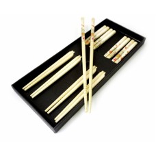 Палочки для еды бамбук с рисунком, для суши набор 5 пар №6