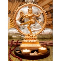 Статуэтка Шива Натарадж с подсвечником в золотом цвете 30 см