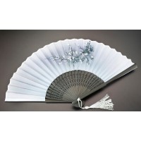 Веер китайский сатин + чёрное дерево №1
