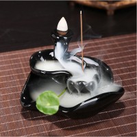 Подставка под благовония Жидкий дым керамическая "Постоянный поток" чёрная