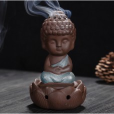 Подставка под конусы Жидкий дым керамическая "Будда в лотосе" Голубой