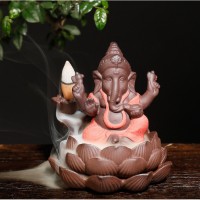 Подставка Жидкий дым керамическая "Ганеша на лотосе" №2 Красный