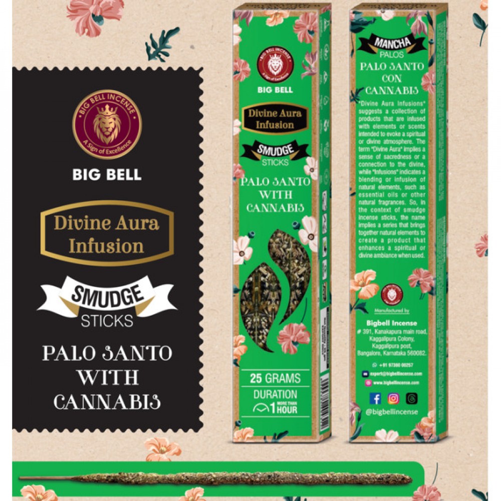 Аромапалочки Пало Санто и Каннабис BIG BELL Smudge Palo Santo Cannabis 25 грамм