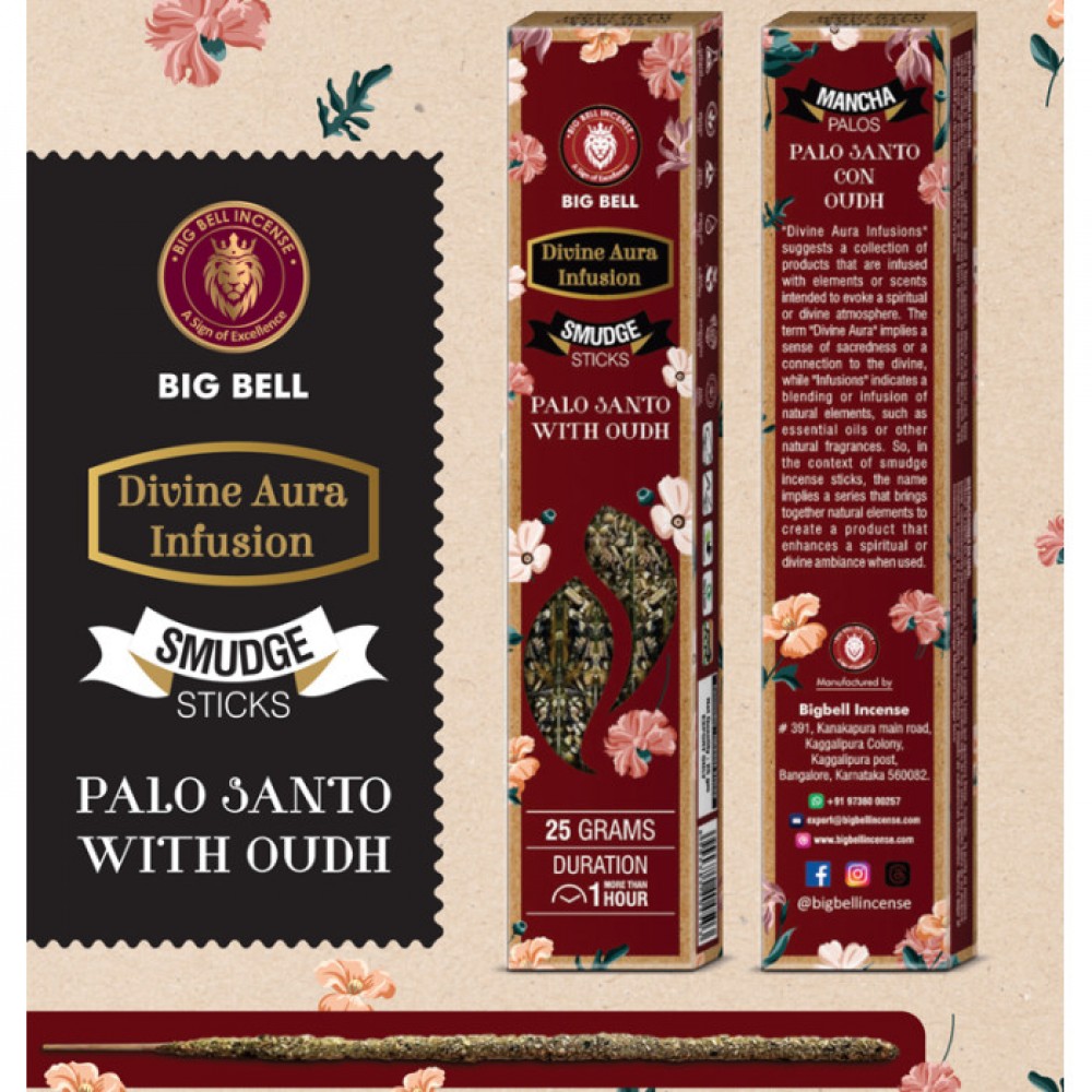 Аромапалочки Пало Санто и Уд BIG BELL Smudge Palo Santo Oudh 25 грамм