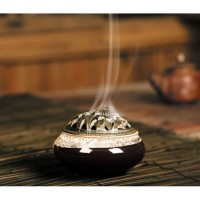 Курильница для благовоний "Треснувший лёд" керамическая белая с коричневым