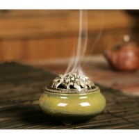 Курильница для благовоний "Треснувший лёд" керамическая салатовая