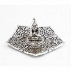Подставка для аромапалочек "Будда в Лотосе" алюминиевая белая №2
