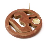 Подставка под аромапалочки и конусы "Ом в круге" деревянная круглая