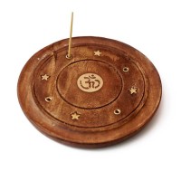 Подставка под аромапалочки из красного дерева круглая "Ом"