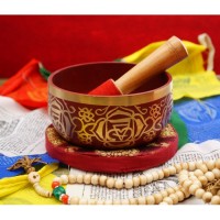 Поющая чаша, резонатор, подушка для чаши красная. Индия