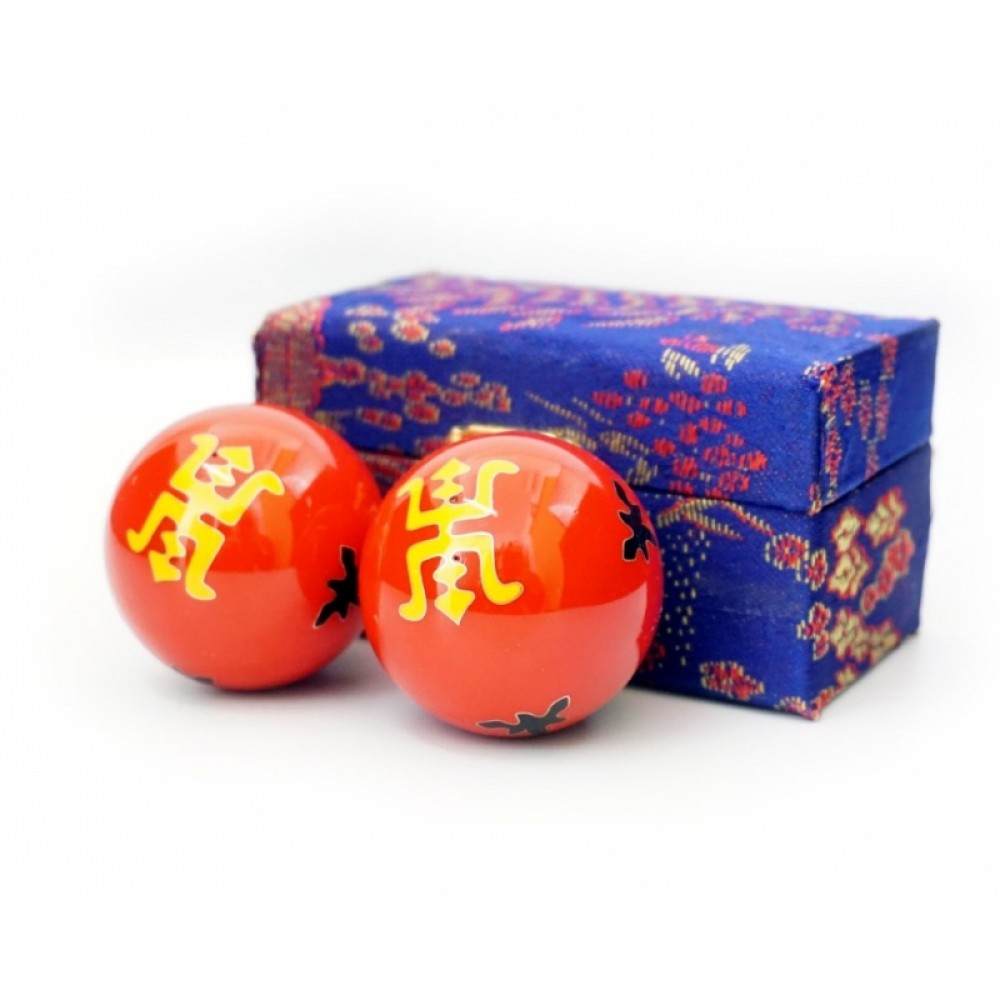 Массажные шары Баодинга пара Эмаль Двойная удача красные 4,7 см