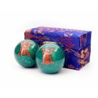 Массажные шары Баодинга пара Эмаль Двойная удача зелёные 4,7 см